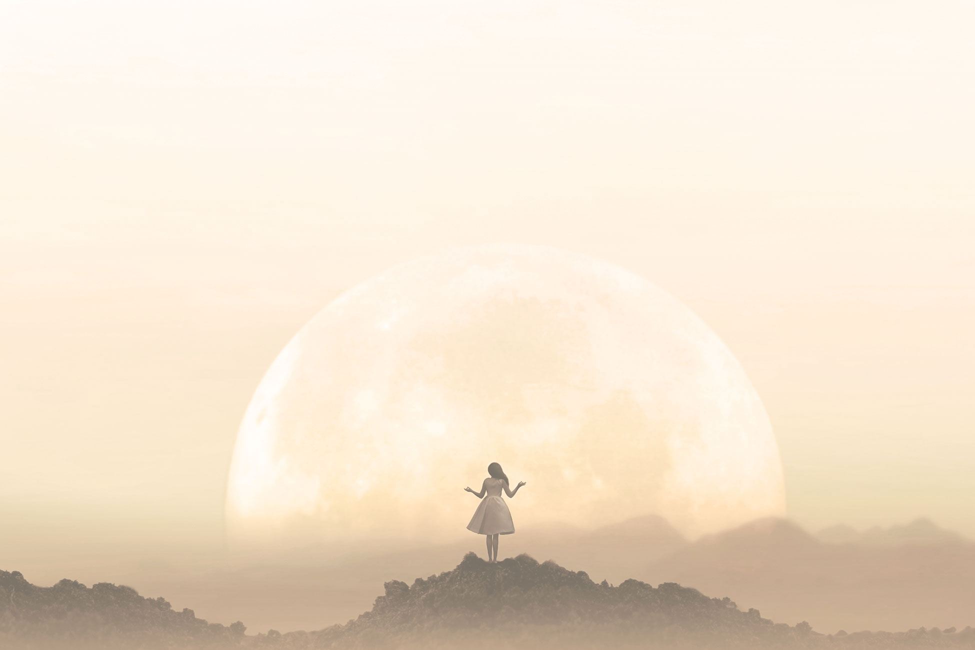 girl and moon abstract